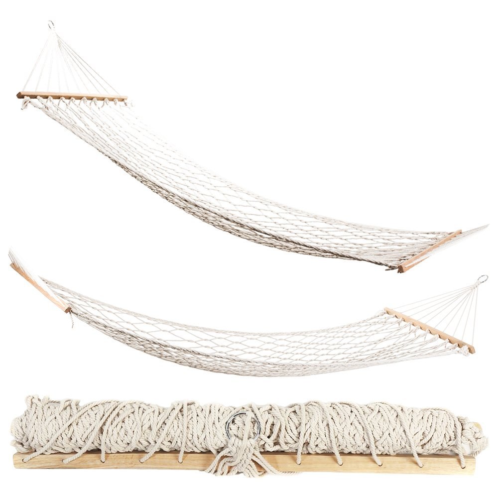 KLASYCZNY SIATECZKOWY HAMAK RETRO ECRU BOHO PODUSZKA